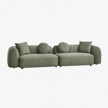 2-delige Modulaire Bank In Chenille Coco Chenille Saliegroen - Sklum