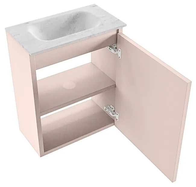 Mondiaz Ture DLux toiletmeubel 40cm rosee met wastafel opalo midden zonder kraangat