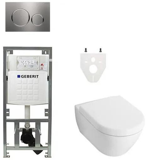 Villeroy en Boch Subway 2.0 DirectFlush toiletset met Geberit reservoir en zitting met softclose bedieningsplaat sigma20 RVS