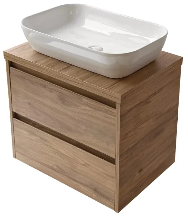 Sanicare Avenza badmeubel 65cm diveria oak met witte waskom 60x40cm