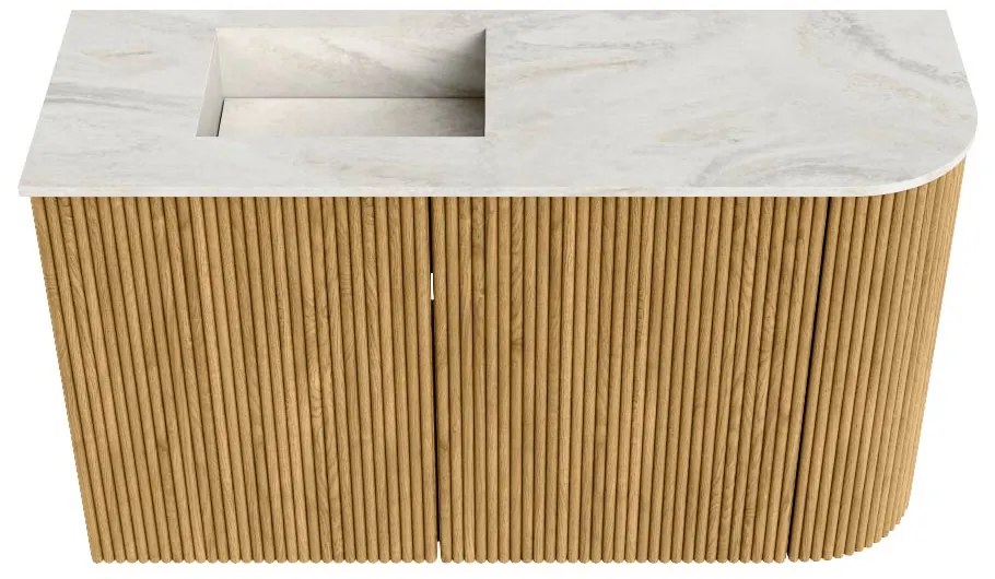 Mondiaz Joya DLux 70cm toiletmeubel ronding rechts oak met wastafel faye links 1 kraangat ostra