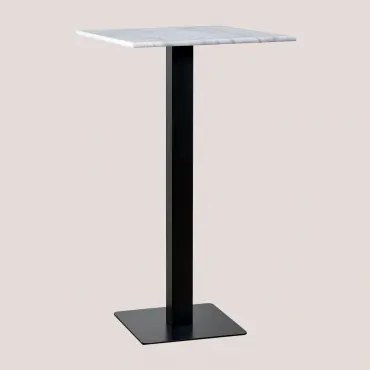 Vierkante Hoge Barkruktafel 60x60 Cm In Livanto Marmer Zwart & Wit Marmer Guangxi - Sklum