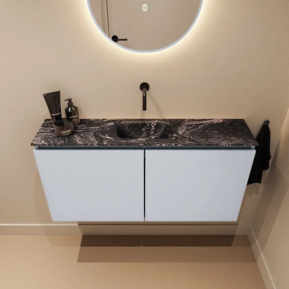 Mondiaz Ture DLux toiletmeubel 100cm clay met wastafel lava midden zonder kraangat