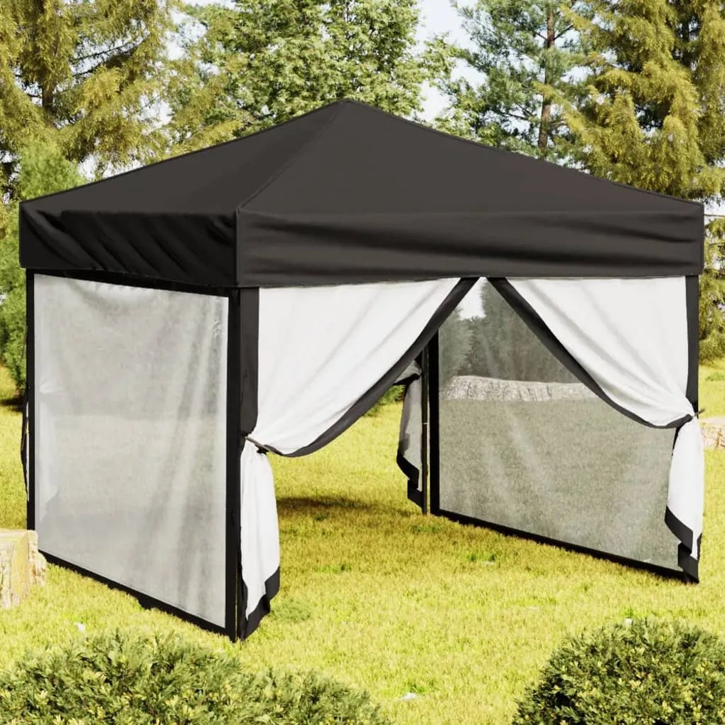 vidaXL Partytent inklapbaar met zijwanden 3x3 m zwart