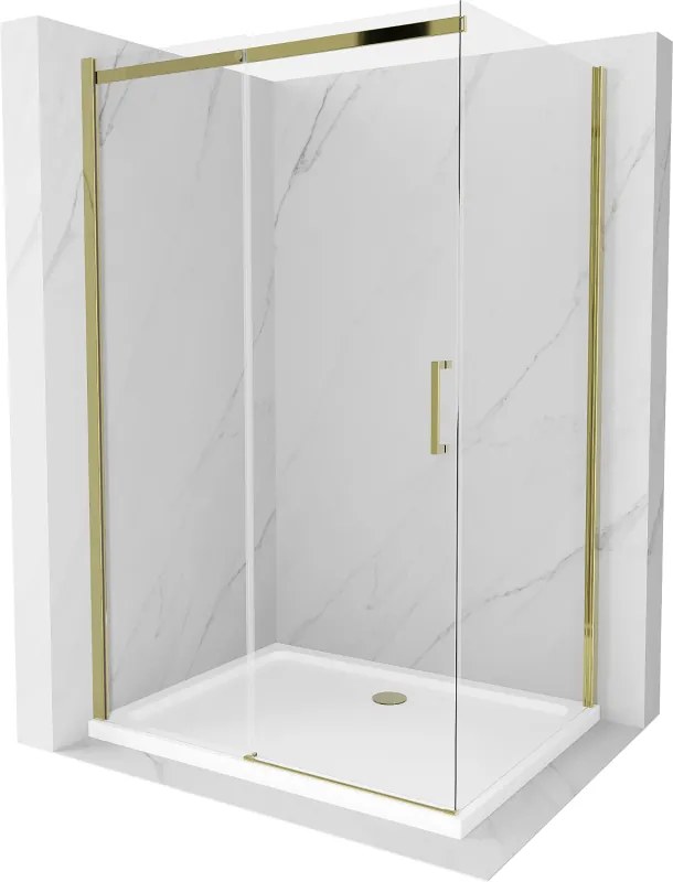 Mexen Omega douchecabine schuifdeur 120 x 90 cm, transparant, goud + douchebak Flat - 825-120-090-50-00-4010