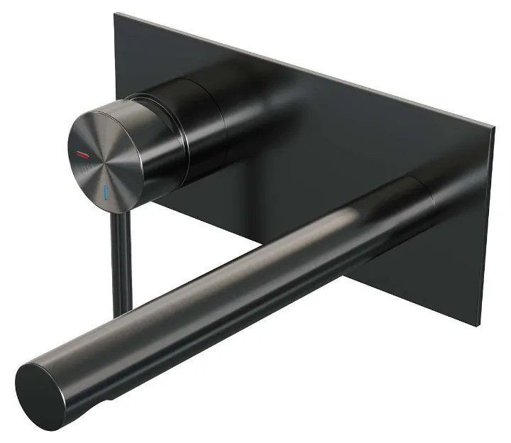 Brauer Gunmetal Edition ColdStart wastafelkraan inbouw rechte uitloop met achterplaat model A2 gunmetal geborsteld PVD