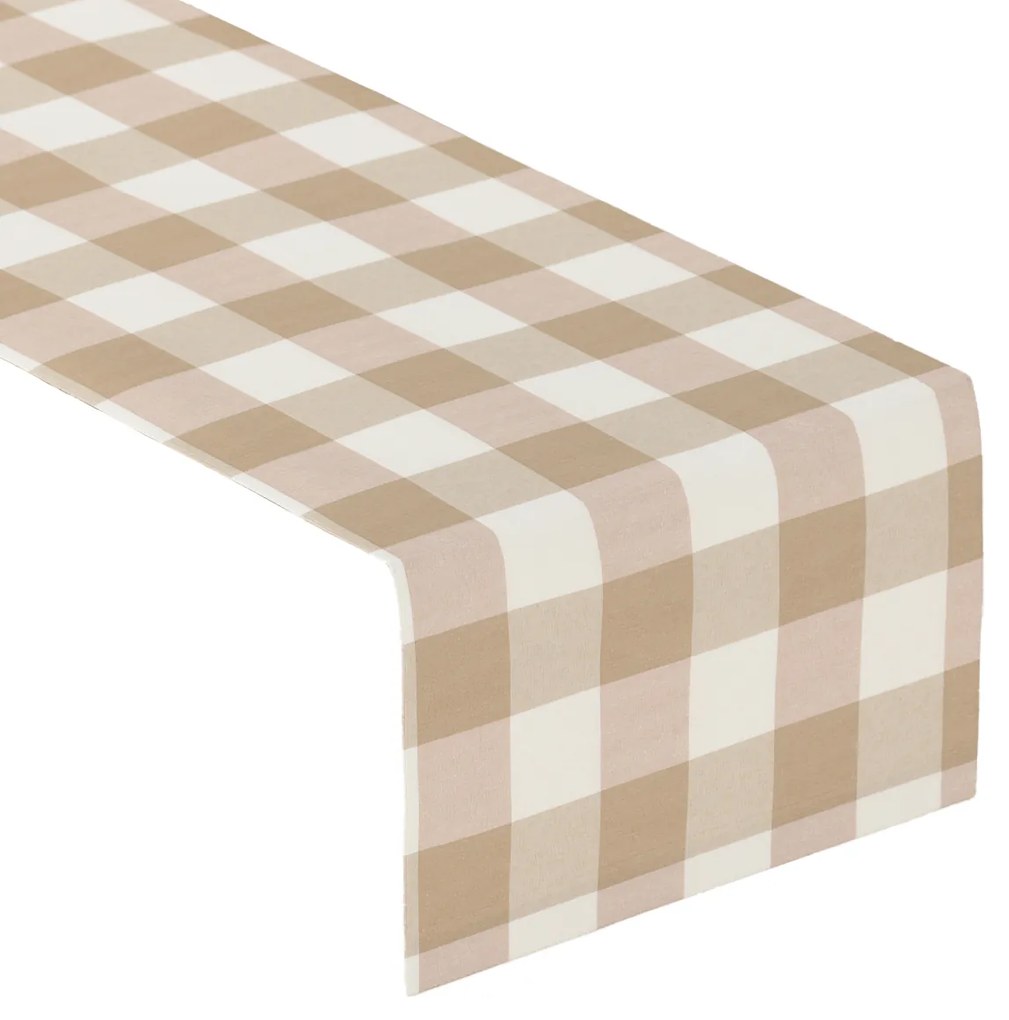 Dekoria Rechthoekige tafelloper, wit-beige geruit, 40 x 130 cm