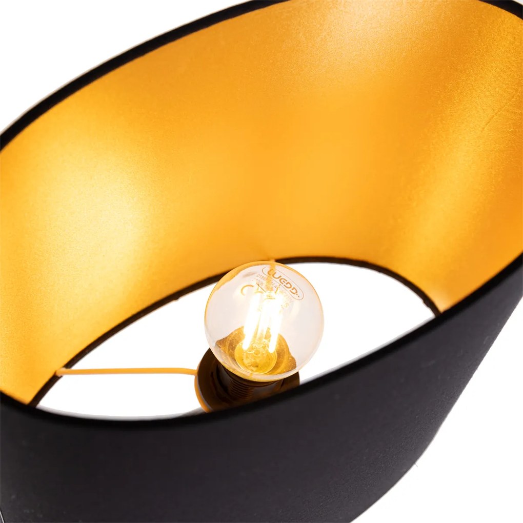 Landelijke tafellamp brons met zwart 39 cm - Kygo Landelijk E14 ovaal Binnenverlichting Lamp