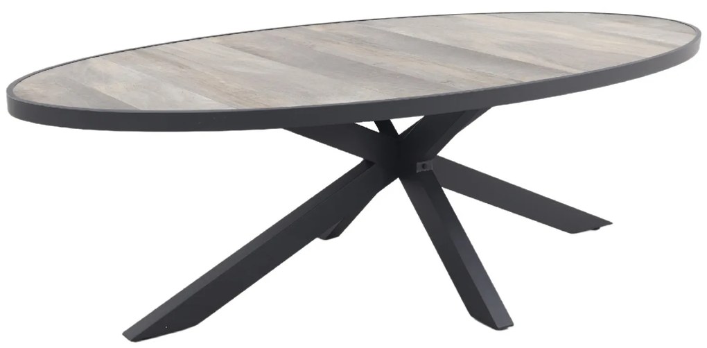 Hartman Milaan/Silva houtlook 240x115 cm. ovale tuinset - 7-delig
