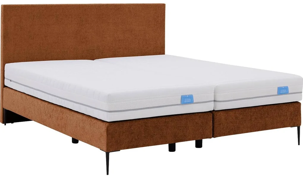 Goossens Boxspring Ease One Incl. Matras, Vlak 140 x 200 cm (=2x 70 x 200 cm) met hoofdbord + 2x matras shapes 1