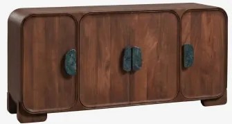 Kast 160x45 Cm Van Mangohout En Natuurlijke Kivalina-steen Groen Marmer Uit Udaipur - Donker Mangohout - Sklum
