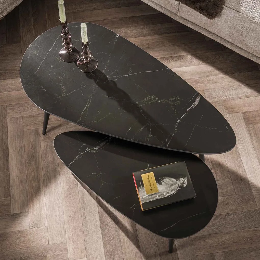 Salontafel Set Zwart Keramiek - 100 X 50cm.