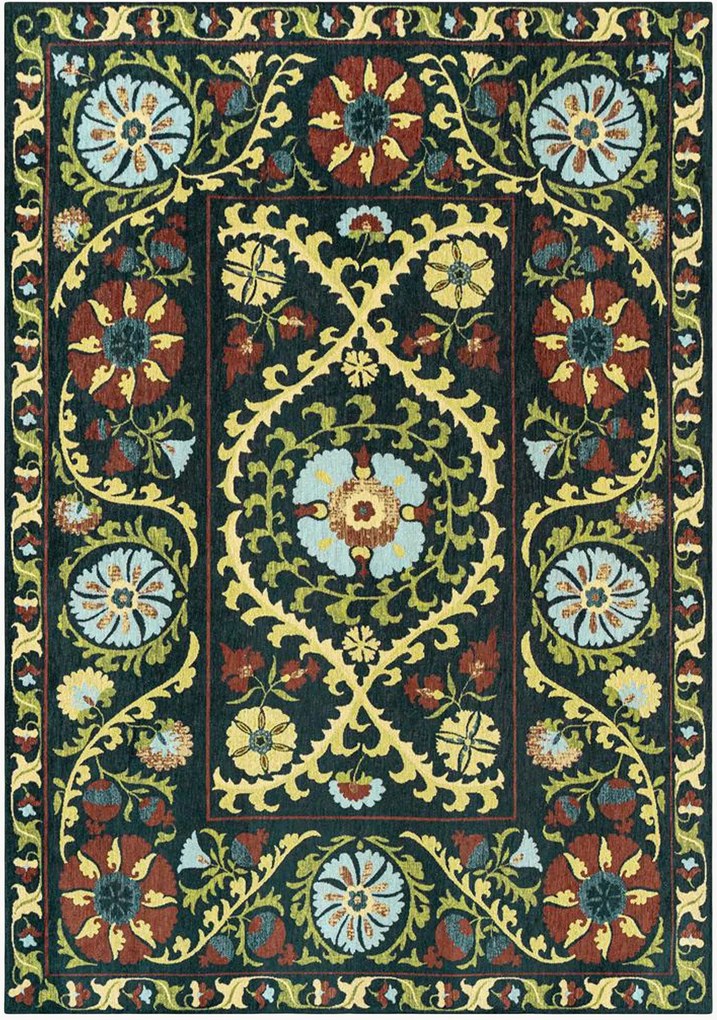 Wasbaar jacquard in- & outdoor vloerkleed Suzani