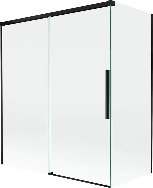 Mexen Rox badwand vouwscherm 2-delig schuifbaar 140 + 70 x 150 cm, transparant, zwart - 8C9-140-070-70-00