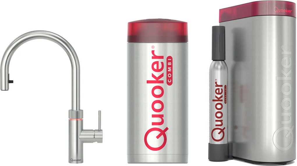 Quooker Flex met COMBI+ boiler en CUBE reservoir 5-in-1 kokendwaterkraan RVS