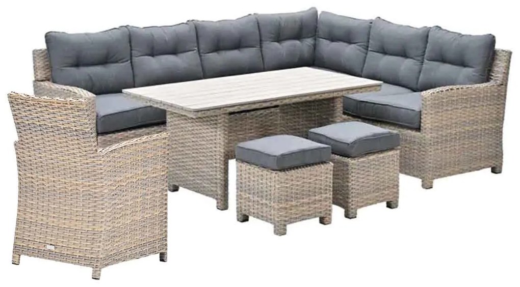 Garden Impressions Alaska lounge dining set 6-delig rechts - light teak vironwood