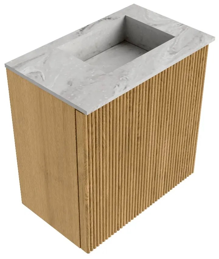 Mondiaz Joya DLux 40cm toiletmeubel oak met wastafel faye rechts zonder kraangat glace