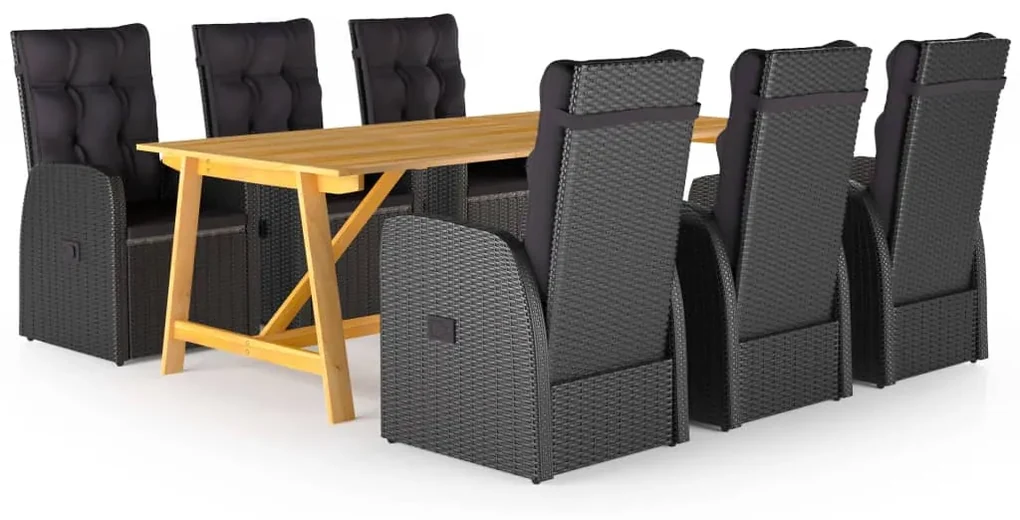 vidaXL 7-delige Tuinset zwart