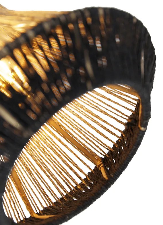 Eettafel / Eetkamer Landelijke hanglamp zwart met touw 19 cm 3-lichts - Jenthe Landelijk E27 Binnenverlichting Lamp