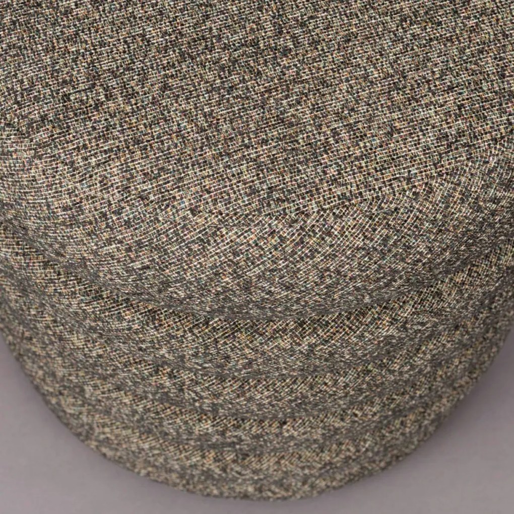 Dutchbone Fern Ronde Poef Zwart Boucle Stof