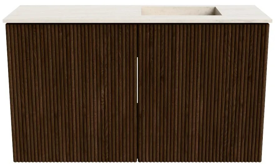 Mondiaz Joya DLux 70cm toiletmeubel walnut met wastafel faye rechts 1 kraangat meli