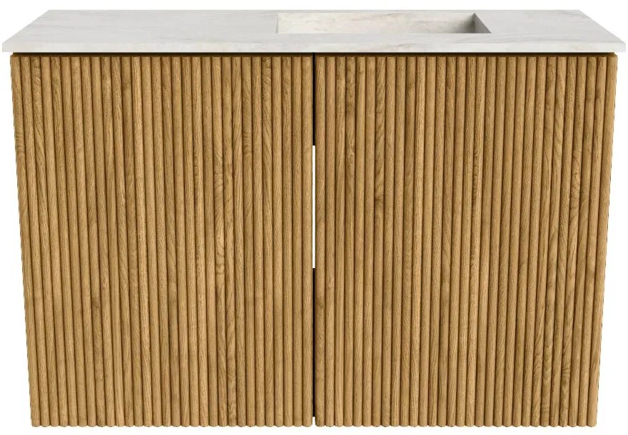 Mondiaz Joya DLux 60cm toiletmeubel oak met wastafel faye rechts zonder kraangat ostra