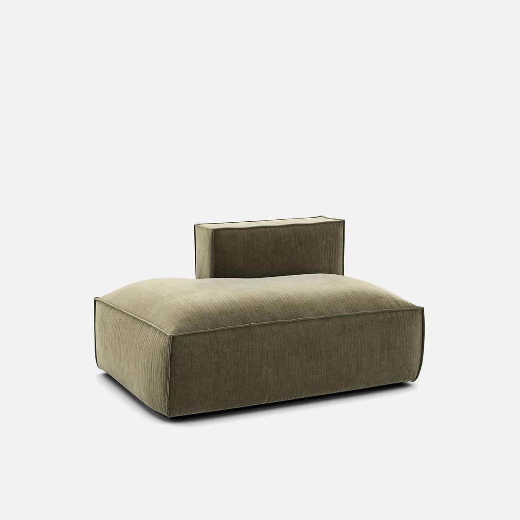 Loungebank element links voor modulaire bank, vintage ribfluweel, SEVEN
