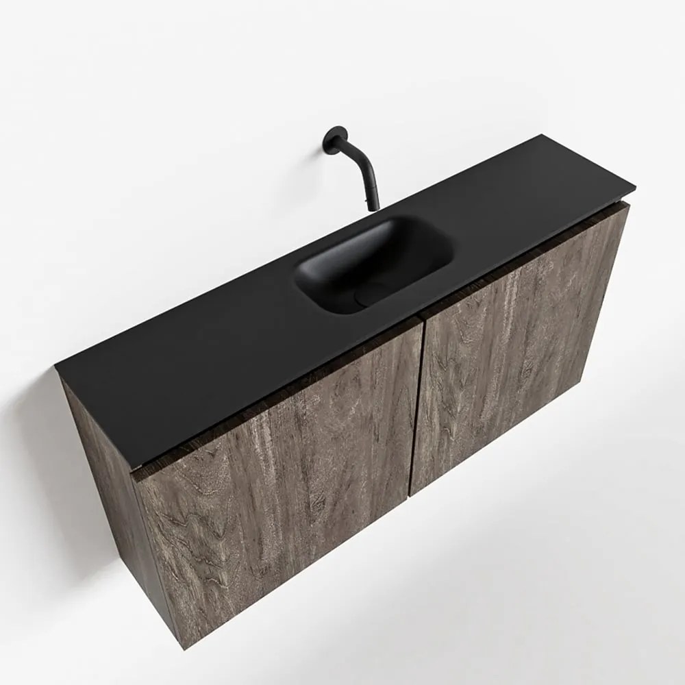 Mondiaz Ture 100cm toiletmeubel dark brown met wastafel urban midden geen kraangat