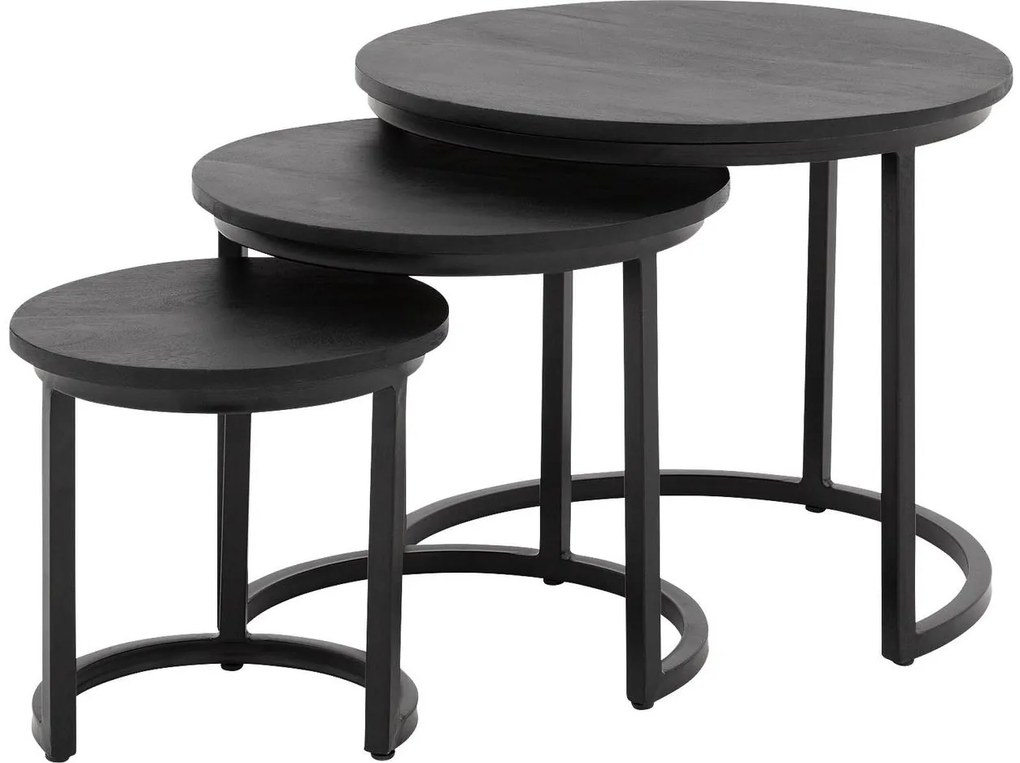 Goossens Salontafel Jelle rond, hout mango zwart, urban industrieel, 54 x 45 x 54 cm