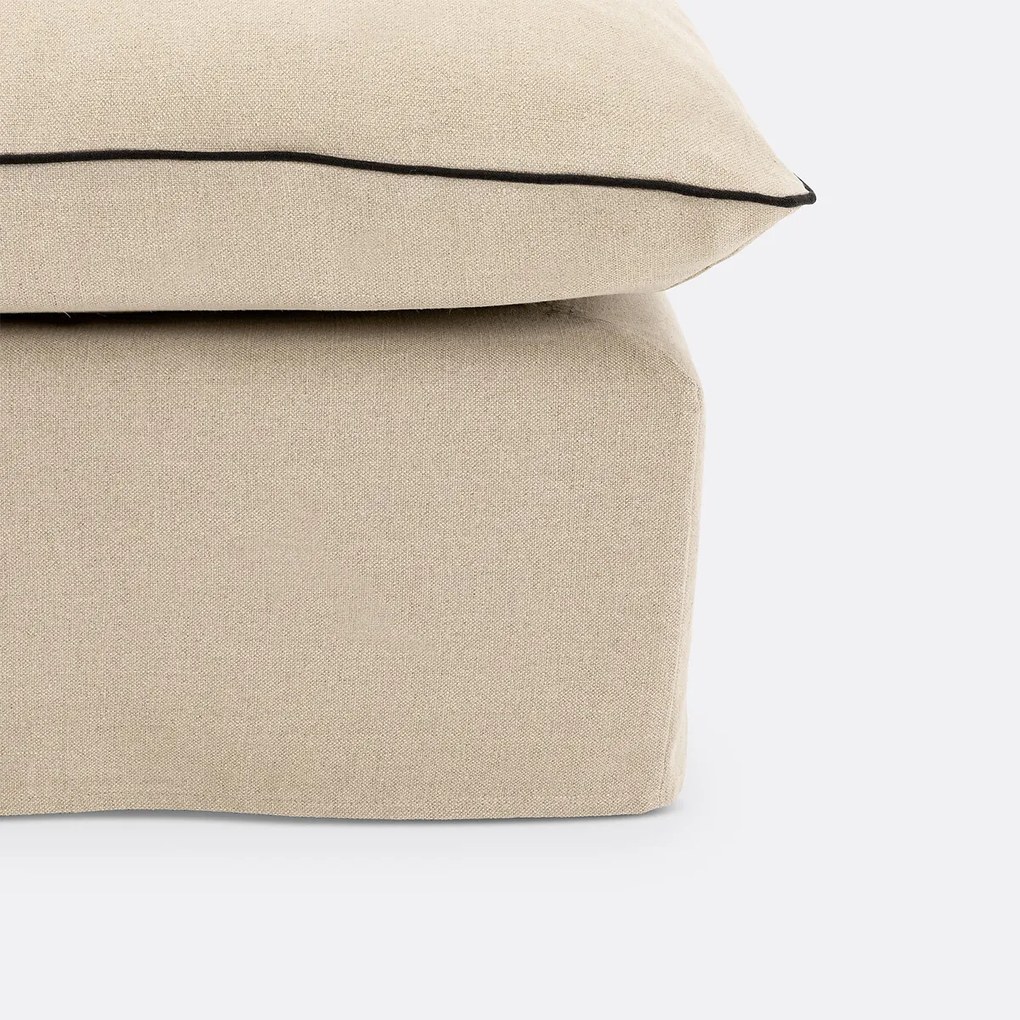 Poef, afneembare hoes, in dik linnen, Odna