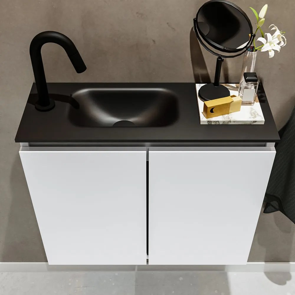 Mondiaz Ture 60cm toiletmeubel talc met wastafel urban links 1 kraangat