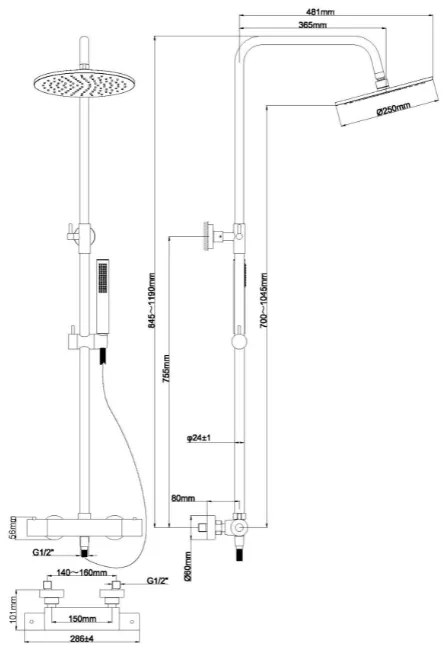 Mueller Cobre opbouw regendouche geborsteld koper