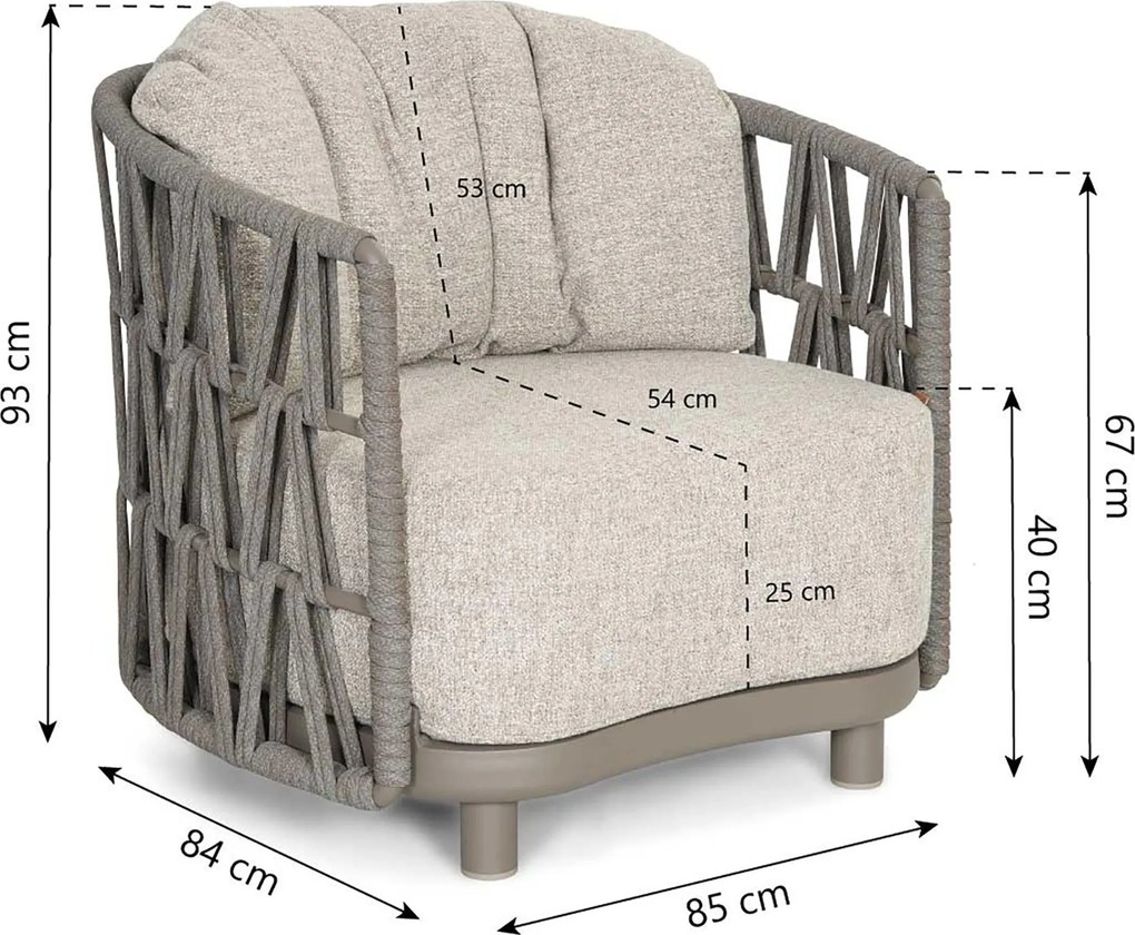 Tuinstoel Rope Taupe-naturel-bruin Santika Cayora