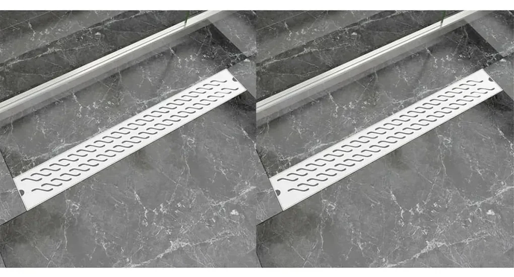 vidaXL Doucheafvoer 2 st rechthoekig golvend 830x140 mm roestvrij staal