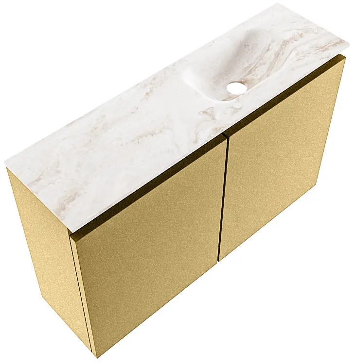 Mondiaz Ture DLux toiletmeubel 80cm oro met wastafel frappe rechts zonder kraangat