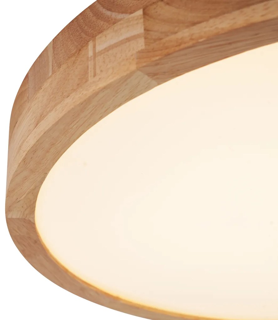 Scandinavische plafondlamp hout 50cm incl. LED dimbaar - PeckerScandinavisch Scandinavisch rond Binnenverlichting Lamp