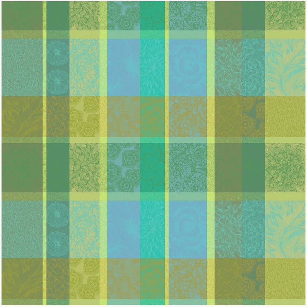 Jacquard tafelkleed Mille Petales Chlorophylle met acryl coating