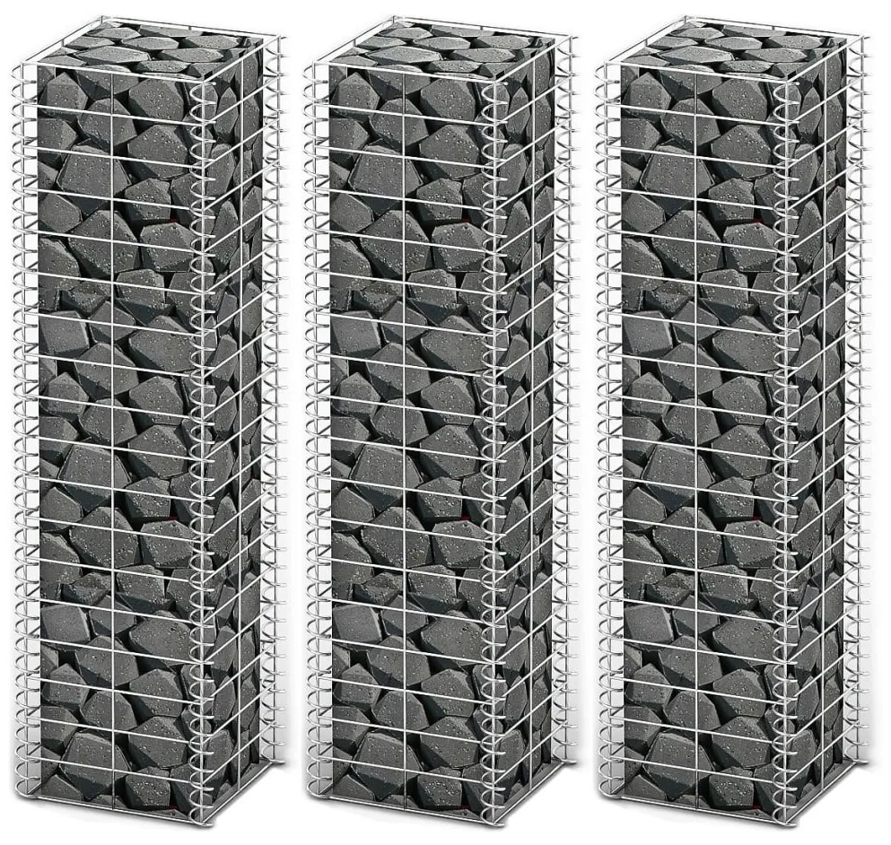 vidaXL 3-delige Schanskorfset 25x25x100 cm gegalvaniseerd draad