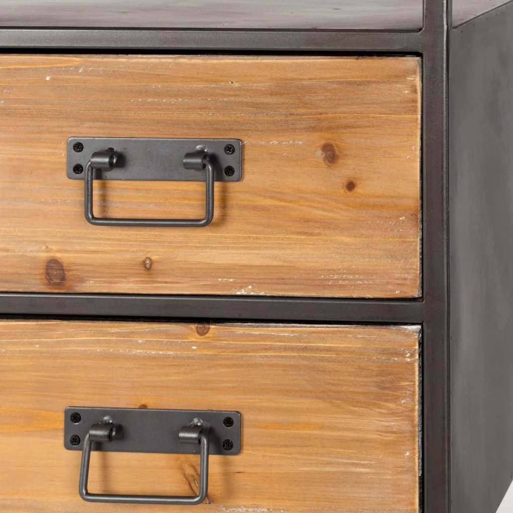 Ladenkast Metaal En Hout - 70x38x90cm.