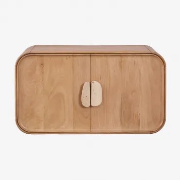 Kivalina Badkamermeubelset Van Mangohout En Natuursteen Travertijn - Licht Mangohout - Sklum