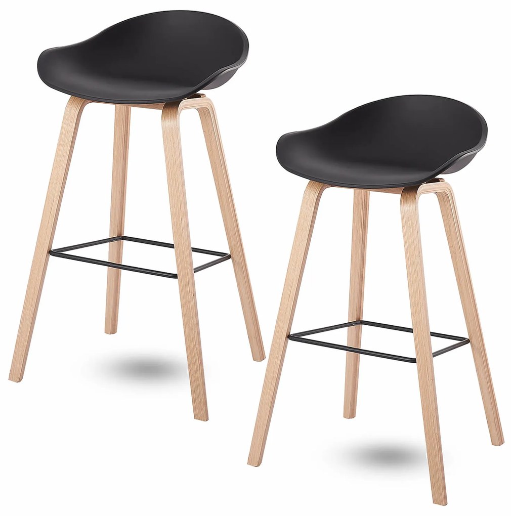 House of Rebels Barkruk - Set van 2 - Romeo - 73 cm - Zwart - Hout - House of Rebels