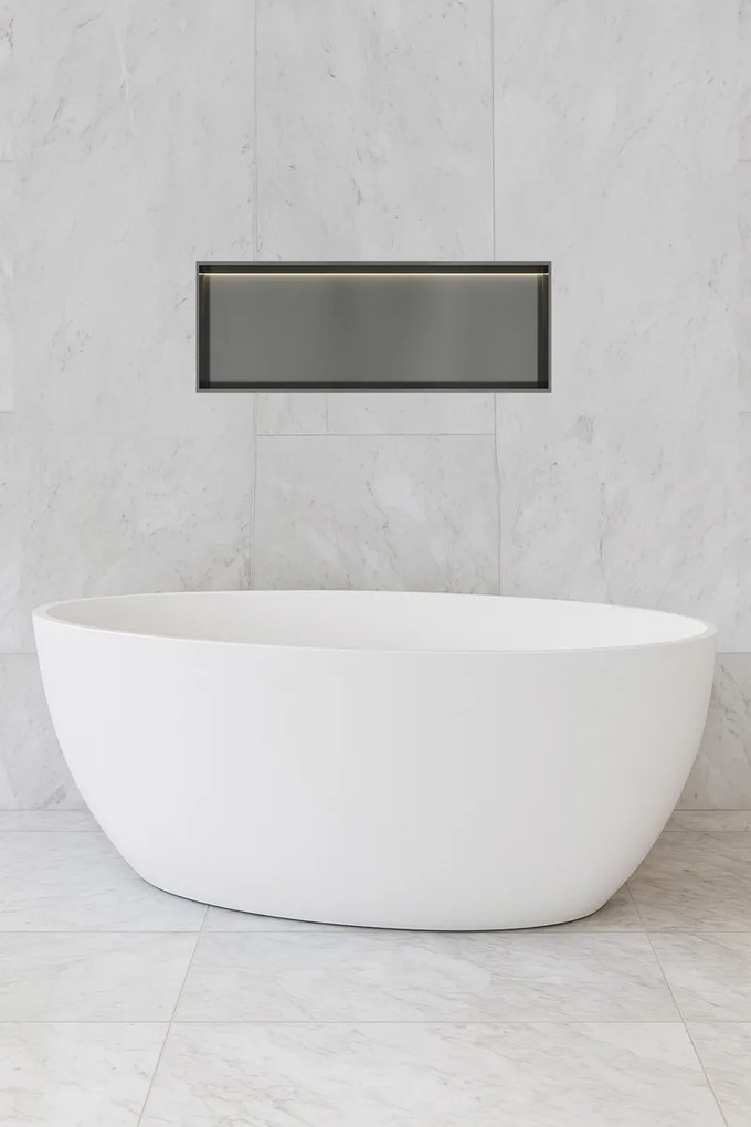 Hotbath &More inbouwnis met verlichting 30x80x10cm geborsteld gunmetal PVD
