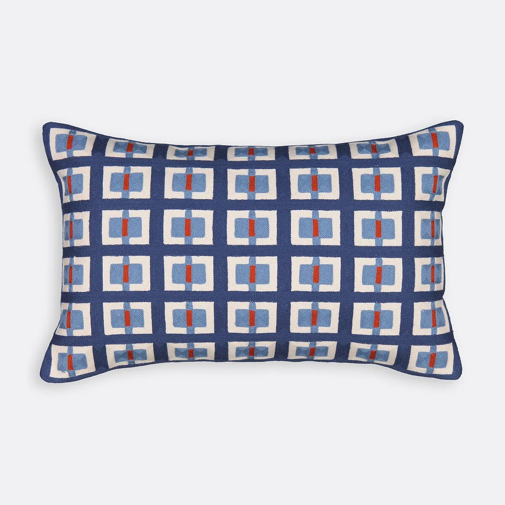 Kussenhoes 50x30 cm, geborduurd katoen, Mauro