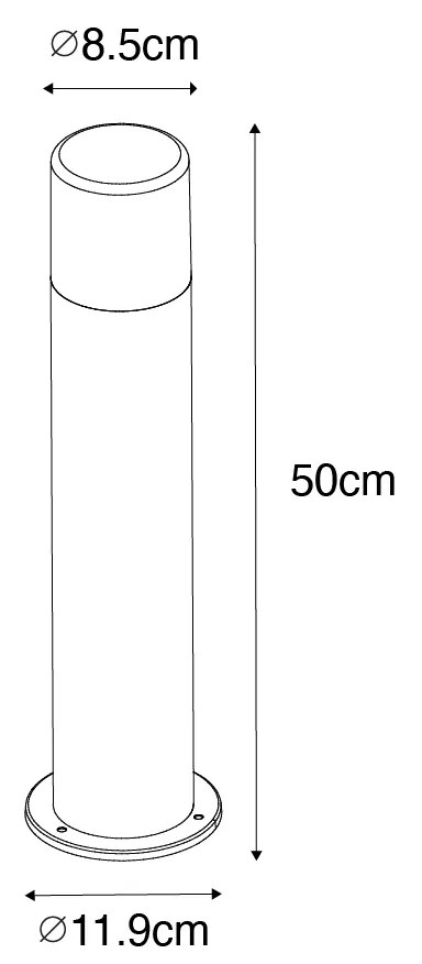 Staande buitenlamp zwart met smoke kap 50 cm - Odense