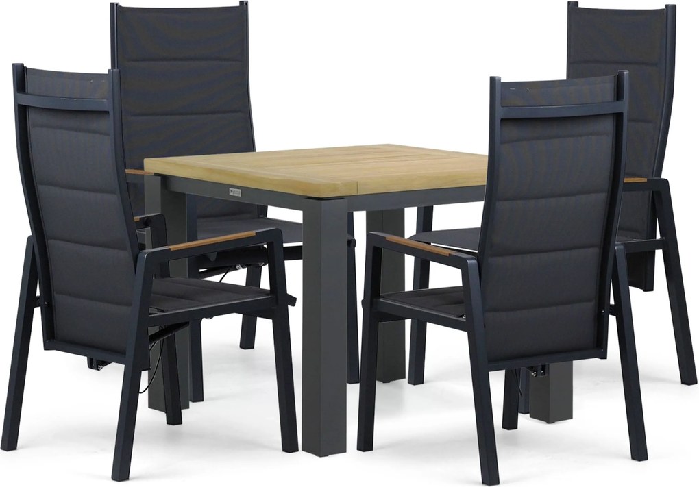 Tuinset 4 personen 909 cm Aluminium Grijs Lifestyle Garden Furniture Essence/Veneto