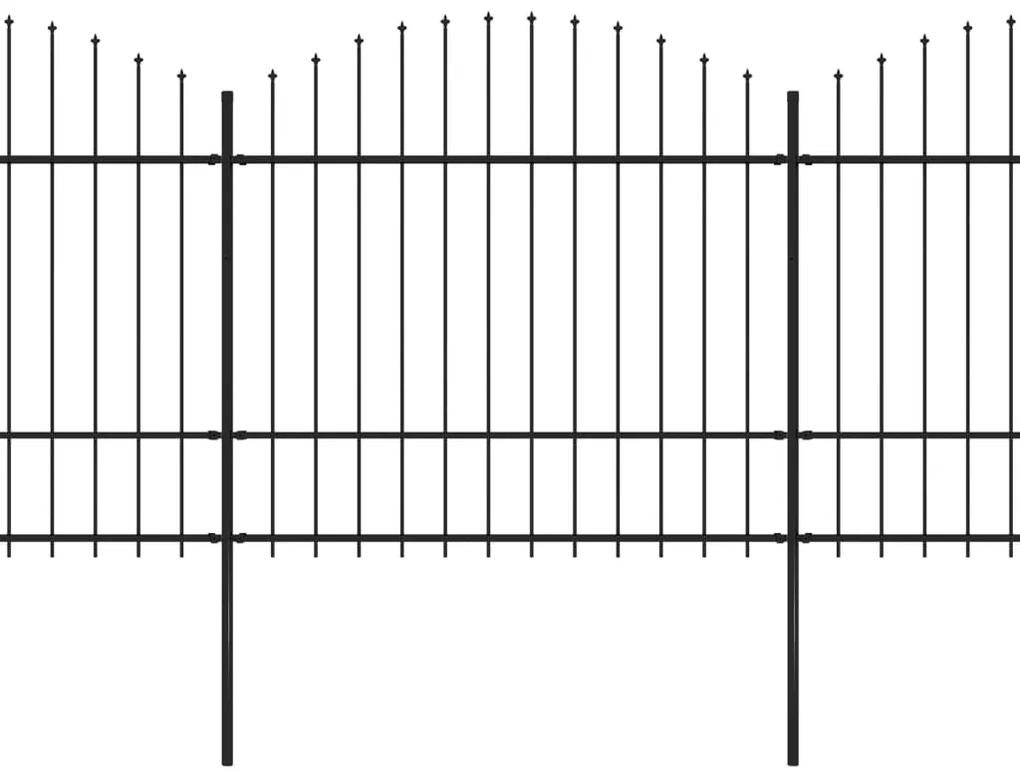 vidaXL Tuinhek met speren bovenkant (1,5-1,75)x11,9 m staal zwart