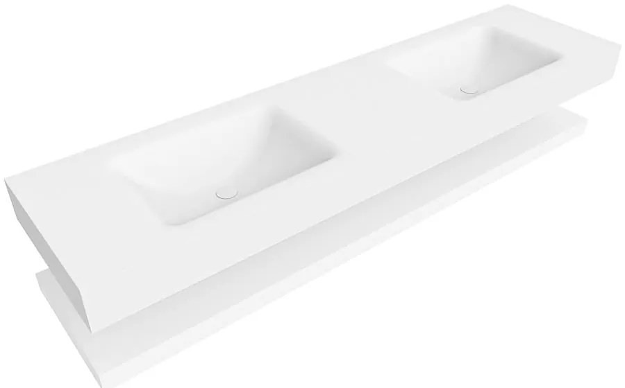 Zaro Alan badmeubel 180cm met planchet talc en vrijhangende wastafel cloud dubbel zonder kraangat talc