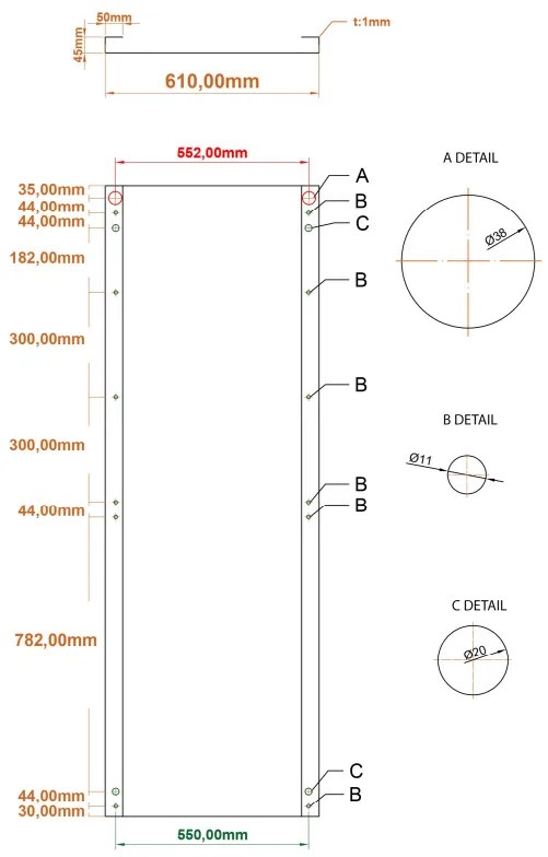 Eastbrook Wingrave paneelradiator 60x180cm zwart mat 1234W