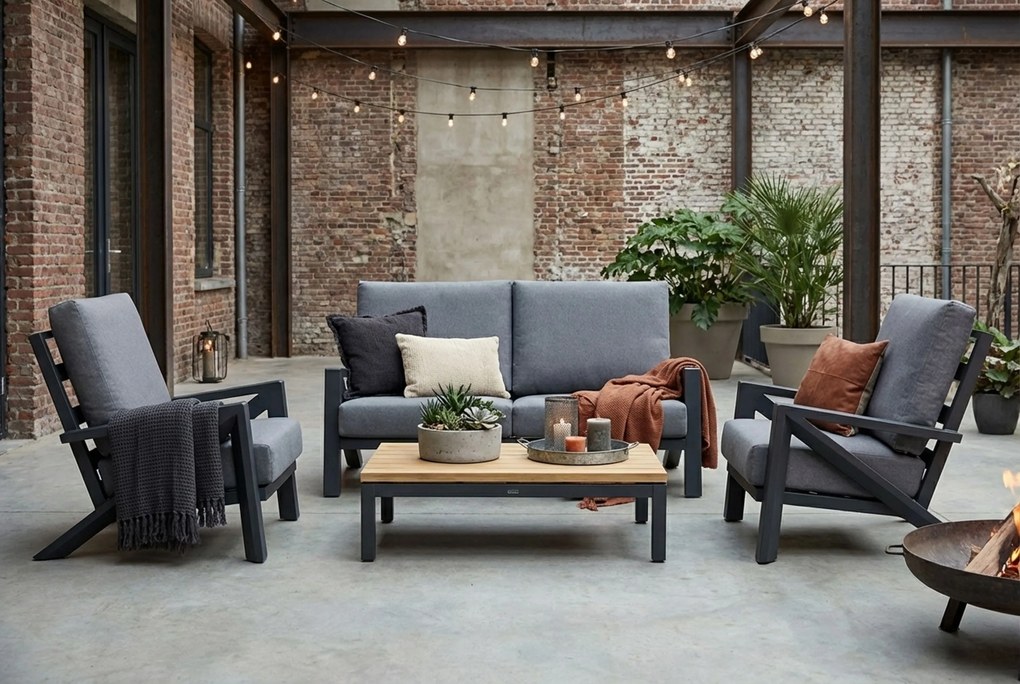 Stoel en Bank Loungeset 5 personen Aluminium Grijs Santika Furniture Santika Cinta