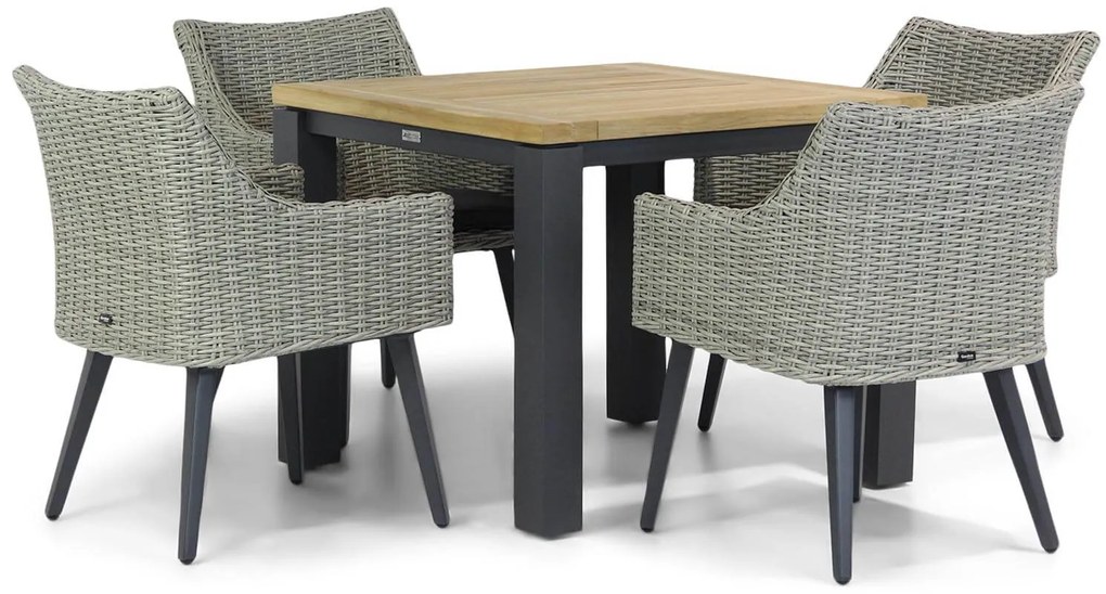 Tuinset 4 personen 95 cm Aluminium/wicker Grijs Garden Collections Milton/Veneto